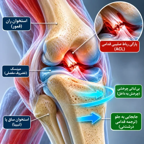 آناتومی لغزش و ناپایداری زانو در پارگی رباط صلیبی